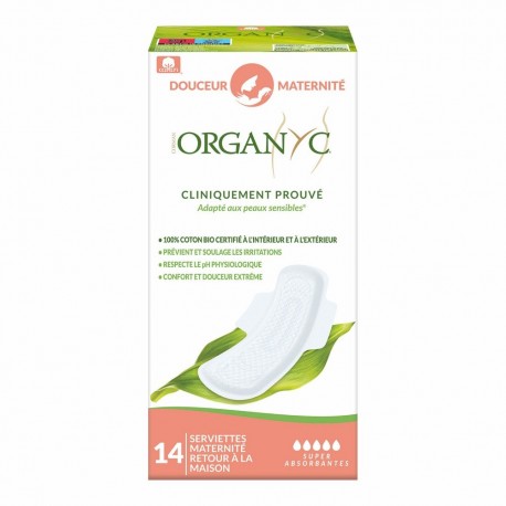 Organyc 14 Serviettes Douceur Maternité Super Abondantes 8016867017121