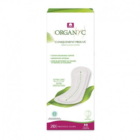 Organyc Fuites Urinaires 20 Protège-Slips Extra Long Flux Léger 8016867002646
