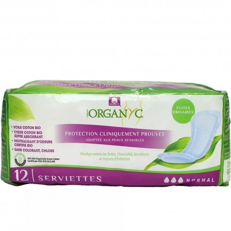 Organyc Fuites Urinaires 12 Serviettes Normales 8016867013765