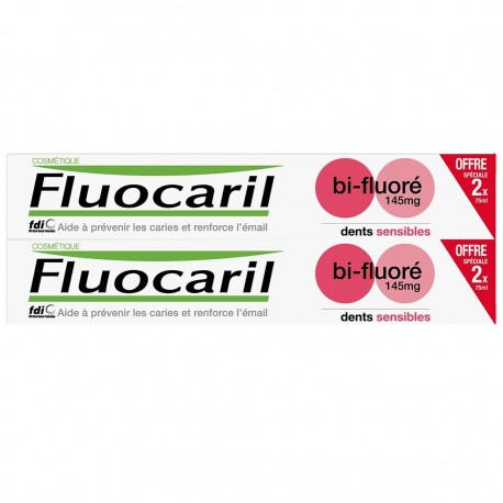 Fluocaril Dentifrice Bi-Fluoré Dents Sensibles 145mg 2 x 75 ml 8710604763196