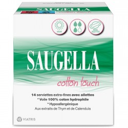 Saugella Cotton Touch Jour 14 Serviettes Extra-Fines Avec Ailettes 3700343901350