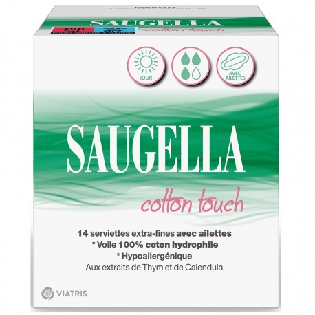 Saugella Cotton Touch Day 14 Extra-Fine Napkins with Wings 3700343901350