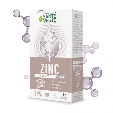 Santé Verte Zinc 15 mg 60 Gélules 3700695203249