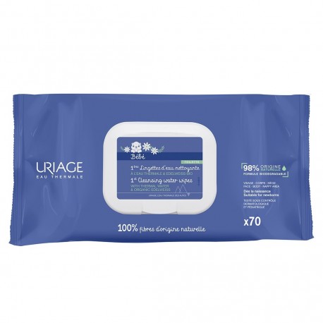 Uriage Bébé 1st Cleansing Water Wipes 70 Wipes 3661434008757