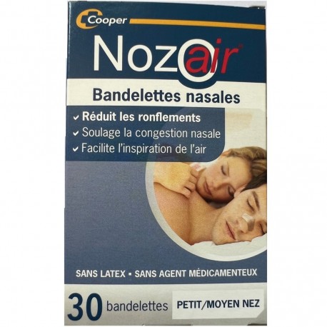 Nozoair Bandelettes Nasales Petit Moyen Nez 30 Bandellettes 3401046675349