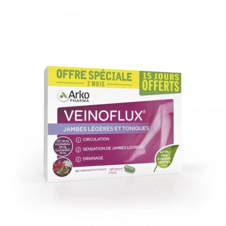 Arkopharma Veinoflux Jambes Légères et Toniques 60 Gélules 3578835502329