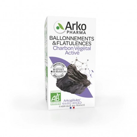 Arkogélules Charbon Végétal Activé Bio 40 Gélules 3578835503845