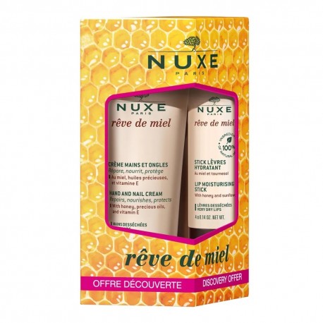Nuxe Rêve de Miel Crème Mains et Ongles 30 ml + Stick Lèvres Hydratant 4 g 3264680029608