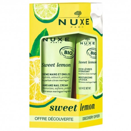 Nuxe Sweet Lemon Crème Mains et Ongles Bio 30 ml + Stick Lèvres Hydratant Bio 4 g 3264680039508