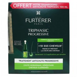 René Furterer Triphasic Progressive Chute de Cheveux Traitement Antichute Progressive 8 x 5,5 ml + Shampoing Stimulant 100 ml Of