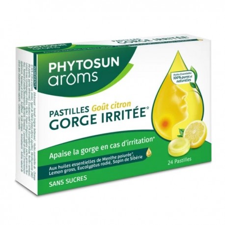 Phytosun Arôms Gorge Irritée Pastilles Sans Sucres Citron 3595895323510