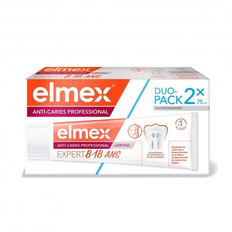 Elmex Anti-Caries Professional Dentifrice +Ortho Expert 8-18 Ans 75 ml x 2 8718951522992