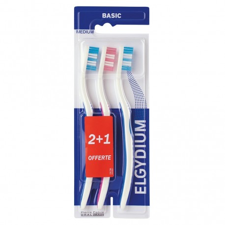Elgydium Basic Brosse à Dents Medium x 3 3577056023088