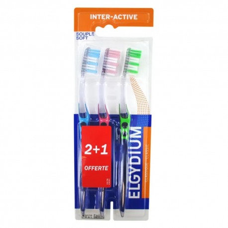Elgydium Inter-Active Brosse à Dents Souple x 3 3577056015113