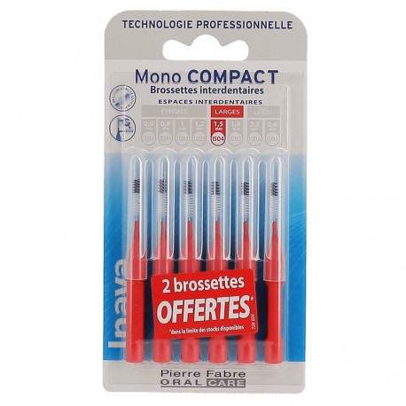Inava Mono Compact 6 Interdental Brushes Red 1.5 mm 3577056026478