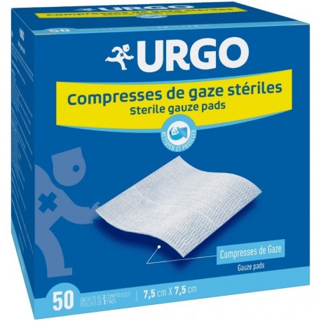 Urgo Sterile Gauze Compresses 7.5 cm x 7.5 cm Box of 50 3664492015118