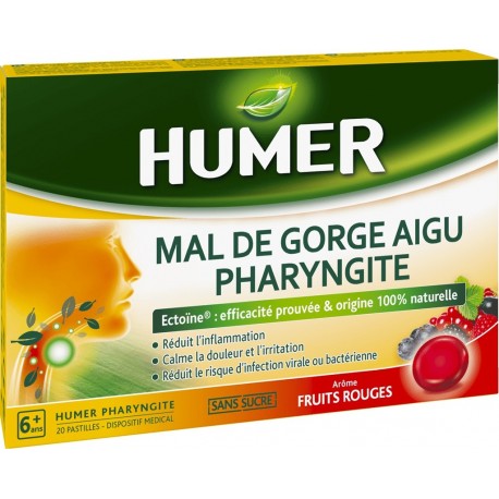 Humer Mal de Gorge Aigu Pharyngite Fruits Rouges 20 Pastilles 3401360188792