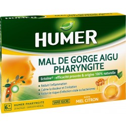 Humer Mal de Gorge Aigu Pharyngite Miel Citron 20 Pastilles