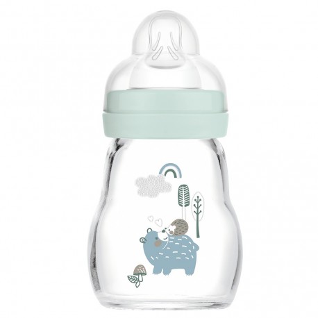Mam Glass Baby Bottle 170 ml Teat Flow 1 Blue 9001616809064