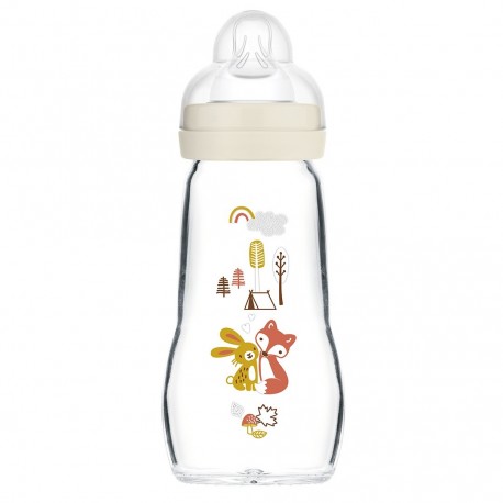 Mam Glass Baby Bottle 260 ml Teat Flow 2 White 9001616668661