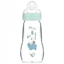 Mam Biberon Verre 260 ml Tétine Débit 2 Bleu 9001616653223