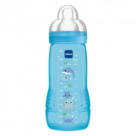 Mam Easy Active Baby Bottle 2nd Age 330 ml Blue Coloured 9001616857997