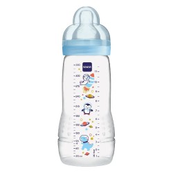 Mam Easy Active Baby Bottle 2nd Age 330 ml Decorated Blue 9001616857980