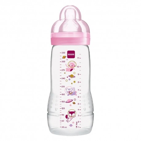 Mam Easy Active Baby Bottle 2nd Age 330 ml Decorated Pink 9001616857966