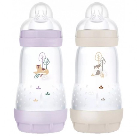 Mam Easy Start 2 Biberons Anti-Coliques 260 ml Tétine Débit 2 Lilas Sable 9001616836572