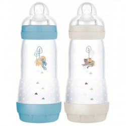Mam Easy Start 2 Biberons Anti-Coliques 320 ml Tétine Débit 3 Ocean Sable 9001616836633