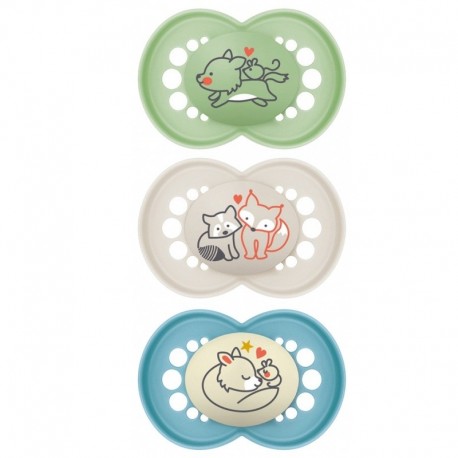 Mam Original 2 Soothers Original Day + 1 Soother Original Night 18+ Months Blue Green Taupe 9001616835919