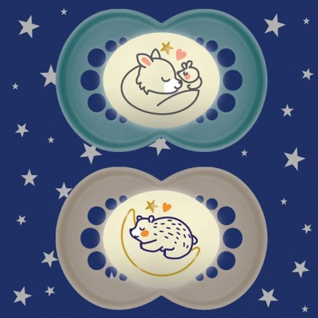 Mam Original Night 2 Silicone Soothers 6+ Months 9001616835711