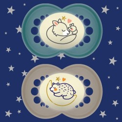 Mam Original Nuit 2 Sucettes Silicone +18 Mois 9001616835827