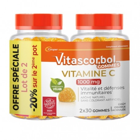 Vitascorbol Gommes Vitamine C 1000 mg 2 x 30 Gommes 3614810007240