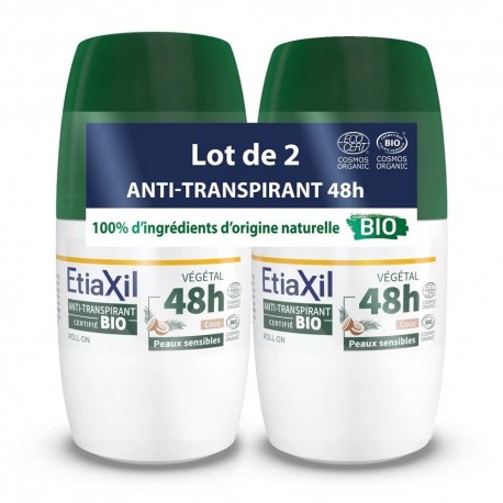 Etiaxil Organic Anti-Perspirant Deodorant 48H Coco Sensitive Skin Roll-On 2 x 50 ml 3614810000531