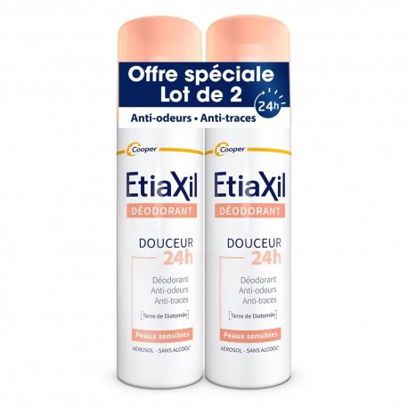 Etiaxil Déodorant Douceur 48H Peaux Sensibles Aérosol 2 x 150 ml 3614819990642
