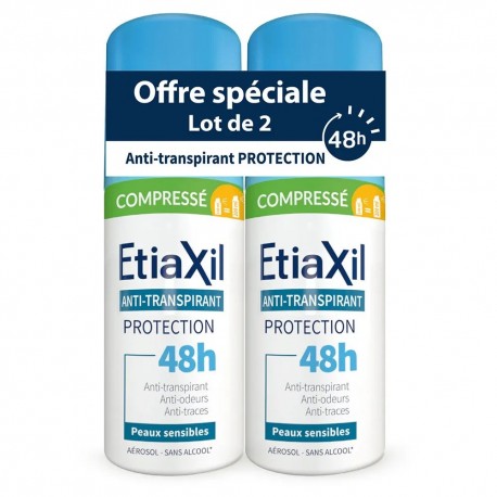 Etiaxil Déodorant Anti-Transpirant Protection 48H Peaux Sensibles Compressé 2 x 100 ml 3614810006731