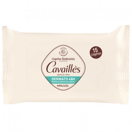 Cavaillès Dermato 48H Lingettes Déodorantes 15 Lingettes 3596490007560