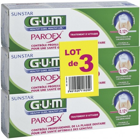 Gum Paroex Toothpaste Gel 3 x 75 ml 3401526118250