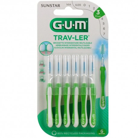 Gum Trav-Ler Interdental Brushes 1.1 mm x 6 n°1414 7630019900188