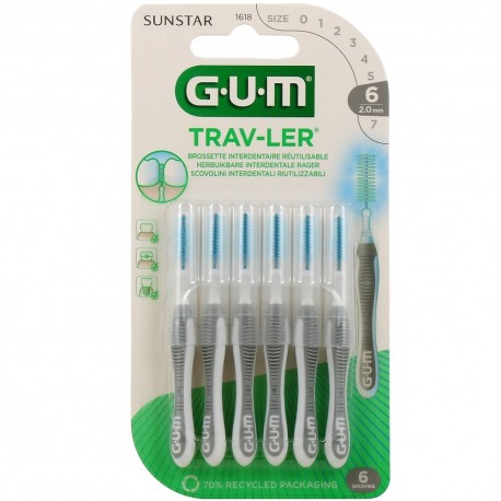 Gum Trav-Ler Brossettes Interdentaires 2 mm x 6 n°1618 7630019900232