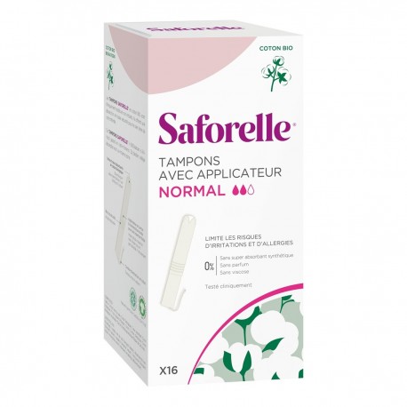 Saforelle Organic Cotton Tampon Normal with Applicator x 16 3401560049909