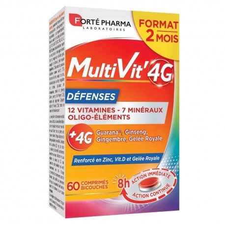 Forté Pharma MultiVit'4G Défenses 60 Comprimés 3700221301012