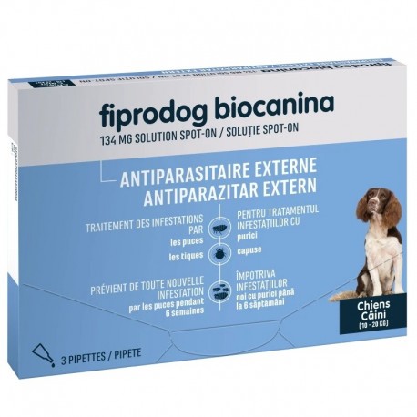 Biocanina Fiprodog 134 mg Spot-On Solution Medium Dogs 3 Pipettes 3700454550034