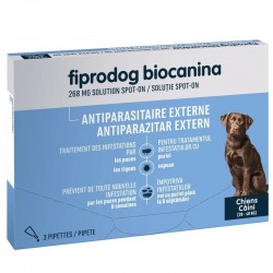 Biocanina Fiprodog 268 mg Solution Spot-On Grands Chiens 3 Pipettes de 2,68 ml