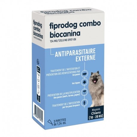 Biocanina Fiprodog Combo Moyens Chiens 10 à 20 kg 3 Pipettes 3838989758950