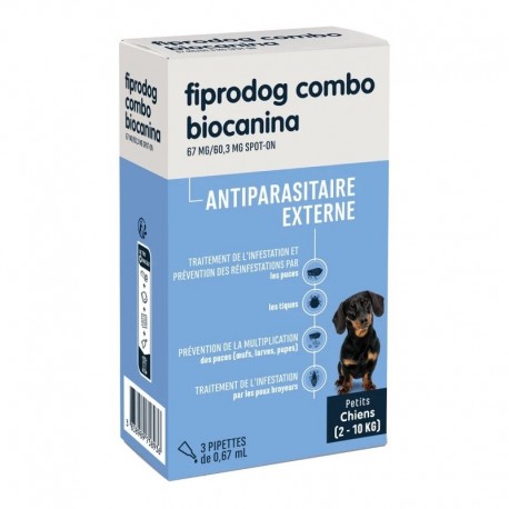 Biocanina Fiprodog Combo Petits Chiens 2 à 10 kg 3 Pipettes 3838989758936