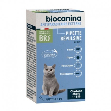 Biocanina Pipette Répulsive Chaton Chat de 1 à 5 kg 1 Pipette 3661729026503