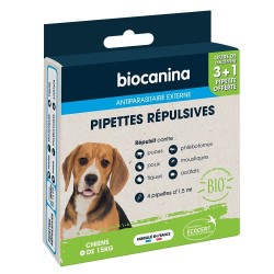 Biocanina Pipettes Répulsives Chiens de 1 à 15 kg 4 Pipettes 3666560024800