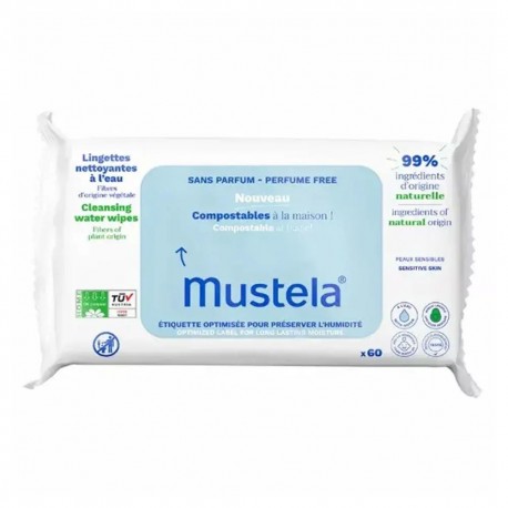 Mustela Lingettes Nettoyantes à l'Eau 60 Lingettes 3504105041595